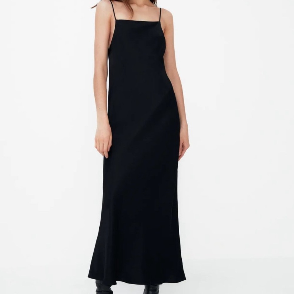 Zara NWT black satin dress